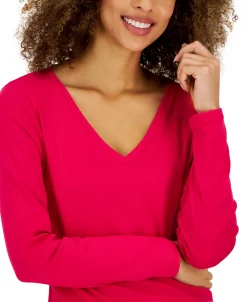 Charter Club Women's Cotton Long-Sleeve V-Neck T-Shirt, Created For Macy's 22 Charter Club Women's Cotton Long-Sleeve V-Neck T-Shirt, Created For Macy's -Anne Klein Sales Store 23487586 fpx