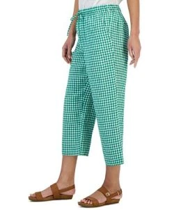 Charter Club Women's Linen Gingham Cropped Pull-On Pants, Created For Macy's -Anne Klein Sales Store 23489045 fpx