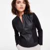 Alfani Faux Leather Trim Jacket, Created For Macy's