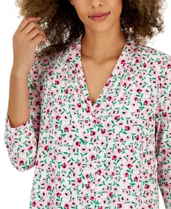 Charter Club Women's Bloom V-Neck 3/4-Sleeve Top, Created For Macy's -Anne Klein Sales Store 23491067 fpx