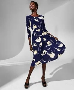 Kasper Women's Floral-Print Midi Fit & Flare Dress -Anne Klein Sales Store 23502199 fpx
