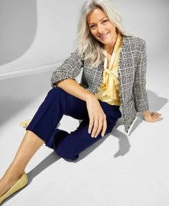 Kasper Women's Tweed 3/4-Sleeve Open-Front Blazer 10 Kasper Women's Tweed 3/4-Sleeve Open-Front Blazer -Anne Klein Sales Store 23502214 fpx