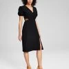 And Now This Women's Puff-Sleeve Cutout Midi Dress
