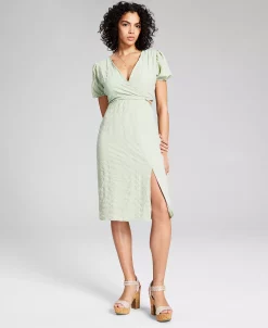 And Now This Women's Puff-Sleeve Cutout Midi Dress 11 And Now This Women's Puff-Sleeve Cutout Midi Dress -Anne Klein Sales Store 23503184 fpx
