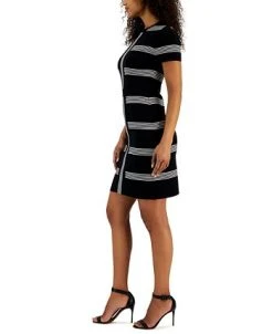 Anne Klein Women's Multi-Striped Short-Sleeve Dress -Anne Klein Sales Store 23504117 fpx