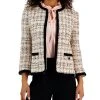 Anne Klein Women's Tweed Open-Front Braided-Trim Blazer