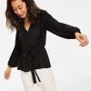 Anne Klein Women's Faux-Wrap Long-Sleeve Peplum Blouse
