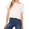Vince Camuto Women's Crewneck Frayed-Hem Woven Top
