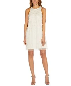 Adrianna Papell Women's Beaded Halter Cocktail Dress