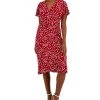 Kasper Women's Dahlia Dot-Print V-Neck Flutter-Sleeve Dress