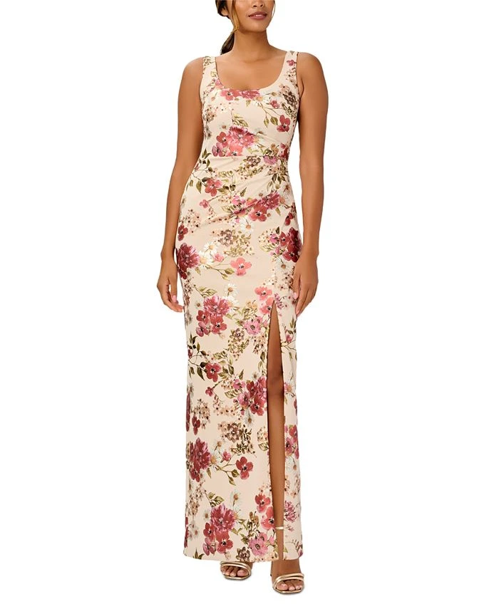 Adrianna Papell Women's Floral-Print Ruched Gown 1 Adrianna Papell Women's Floral-Print Ruched Gown