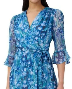 Adrianna Papell Floral-Print Wrap-Style Cocktail Dress -Anne Klein Sales Store 23531220 fpx