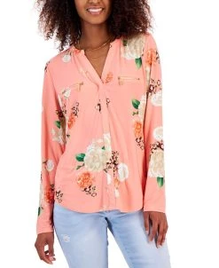 INC International Concepts Women's Print Zip-Pocket Top, In Regular & Petite, Created For Macy's
