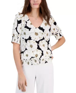 INC International Concepts Smocked-Trim Top, Created For Macy's -Anne Klein Sales Store 23531976 fpx