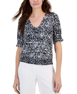 INC International Concepts Smocked-Trim Top, Created For Macy's -Anne Klein Sales Store 23531979 fpx