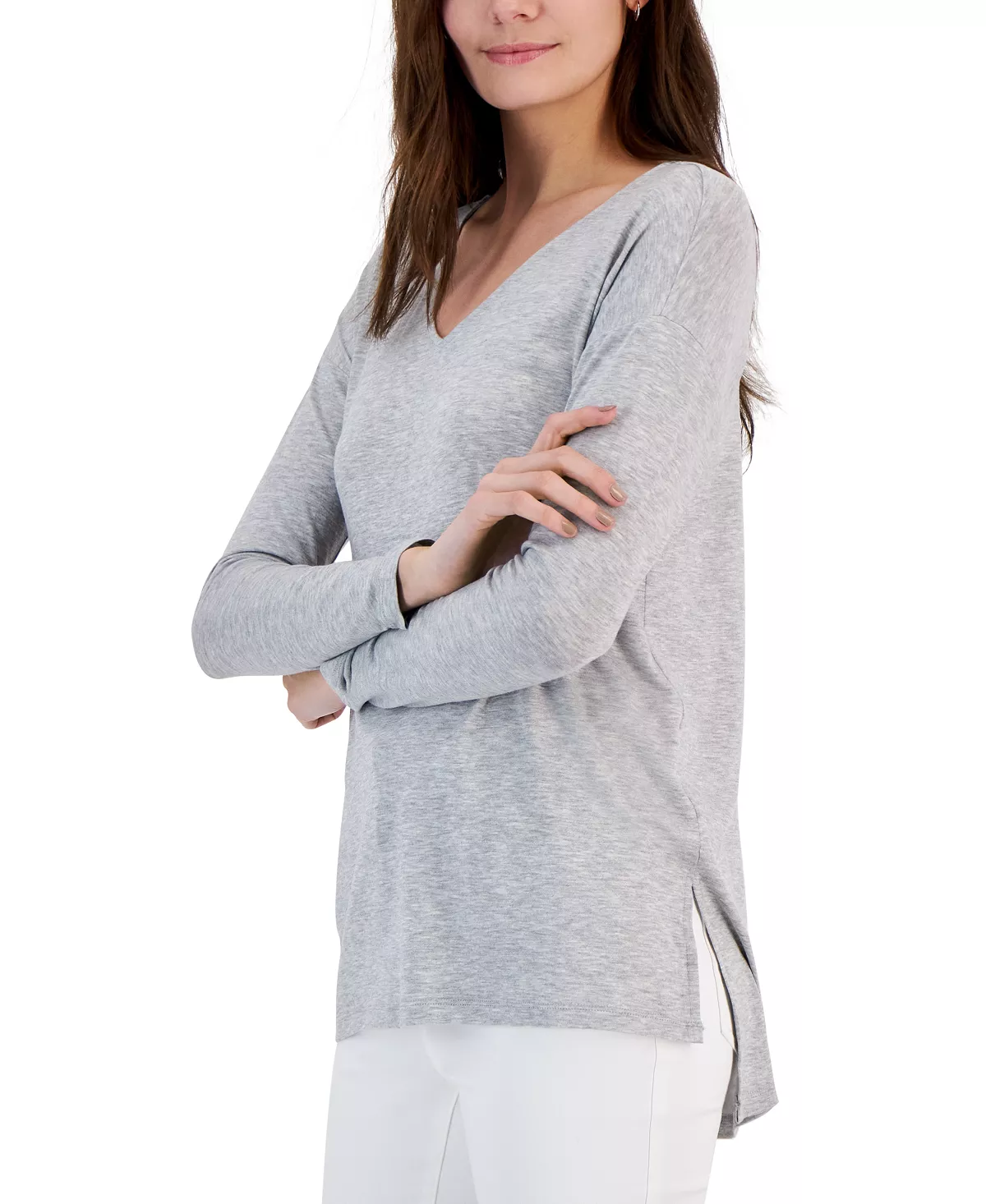INC International Concepts Women's Heathered Long-Sleeve Tunic, Created For Macy's 2 INC International Concepts Women's Heathered Long-Sleeve Tunic, Created For Macy's - Image 2