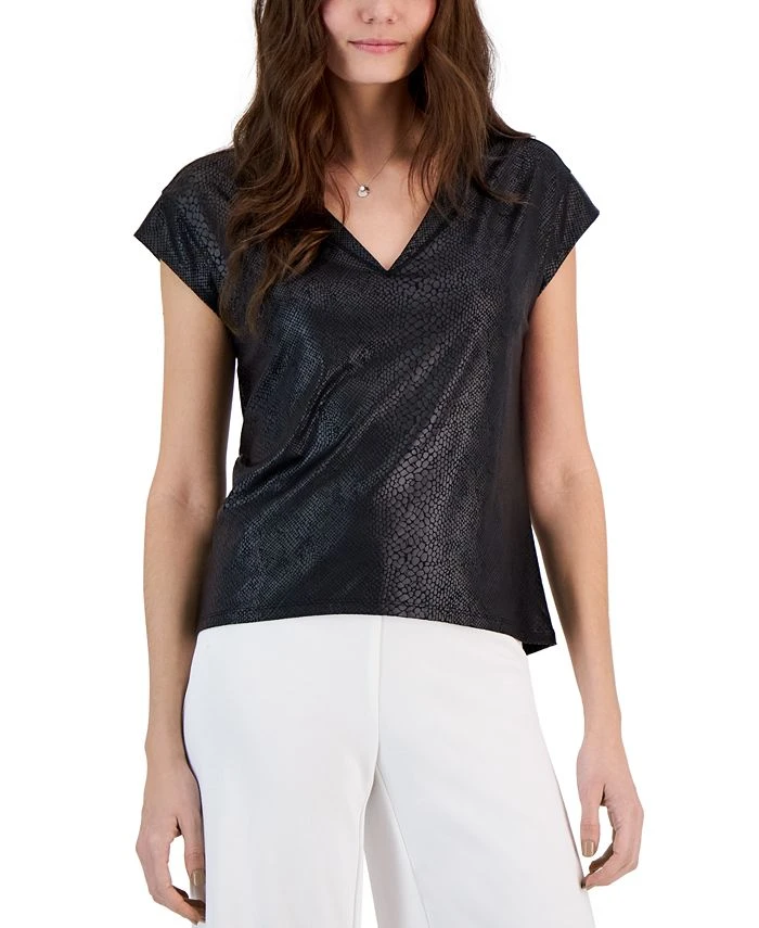 INC International Concepts Women's Snake-Print V-Neck Top, Created For Macy's 1 INC International Concepts Women's Snake-Print V-Neck Top, Created For Macy's