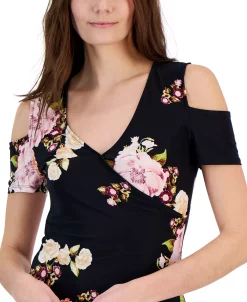 INC International Concepts Women's Cold-Shoulder V-Neck Top, Created For Macy's -Anne Klein Sales Store 23532683 fpx