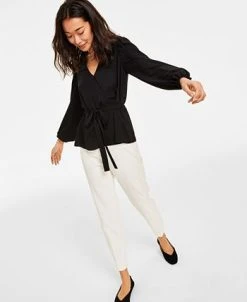 Anne Klein Women's Faux-Wrap Long-Sleeve Peplum Blouse 9 Anne Klein Women's Faux-Wrap Long-Sleeve Peplum Blouse -Anne Klein Sales Store 23533241 fpx