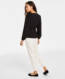 Anne Klein Women's Faux-Wrap Long-Sleeve Peplum Blouse 8 Anne Klein Women's Faux-Wrap Long-Sleeve Peplum Blouse -Anne Klein Sales Store 23533247 fpx