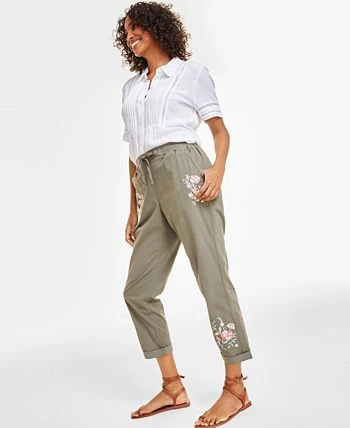 Style & Co Women's Floral Embroidered Pants, Created For Macy's 3 Style & Co Women's Floral Embroidered Pants, Created For Macy's - Image 3