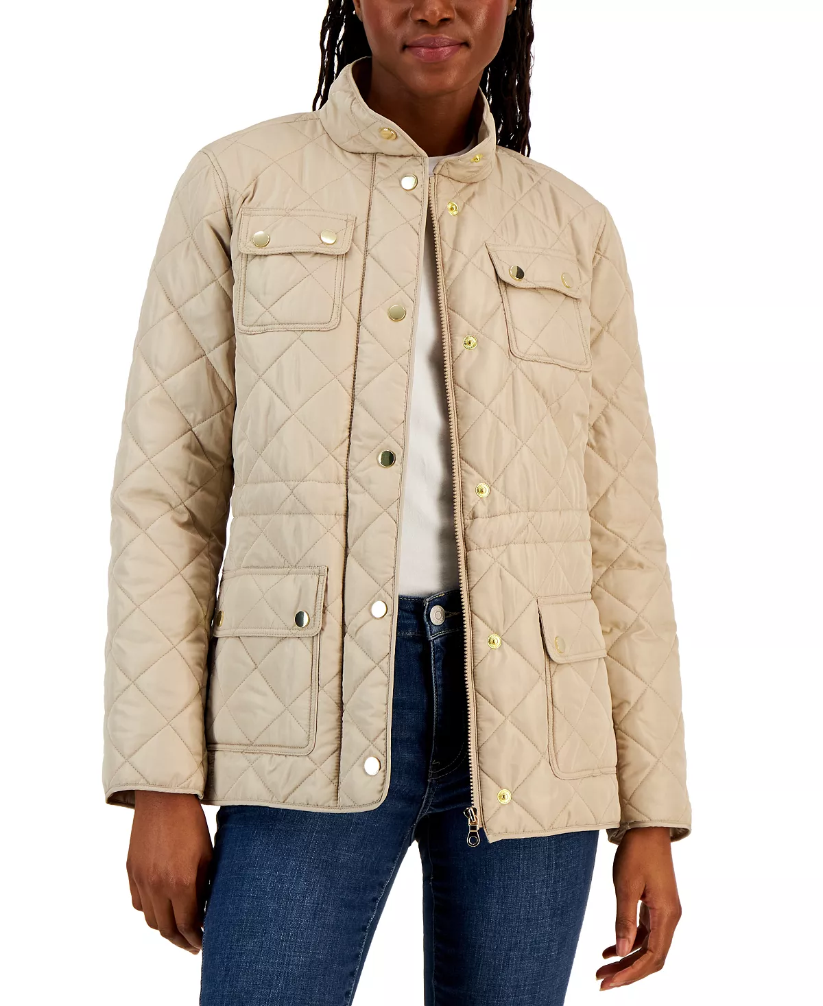 Charter Club Women's Quilted 4-Pocket Collared Jacket, Created For Macy's 3 Charter Club Women's Quilted 4-Pocket Collared Jacket, Created For Macy's - Image 3