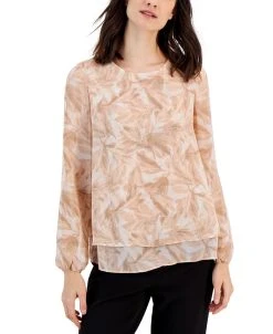 Anne Klein Women's Printed Double-Layer Blouse