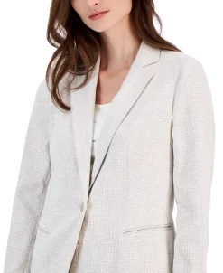Anne Klein Women's Grid-Print Tech Stretch Single-Button Blazer -Anne Klein Sales Store 23542143 fpx