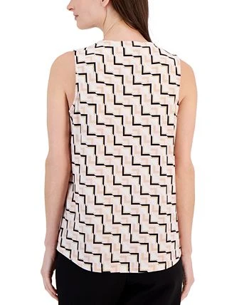 Anne Klein Women's Pleat-Front Printed Sleeveless Top, Created For Macy's 2 Anne Klein Women's Pleat-Front Printed Sleeveless Top, Created For Macy's - Image 2