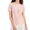 Anne Klein Women's Sequinned Mesh Short-Sleeve Banded T-Shirt