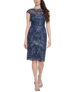 Vince Camuto Women's Embellished Cap-Sleeve Dress
