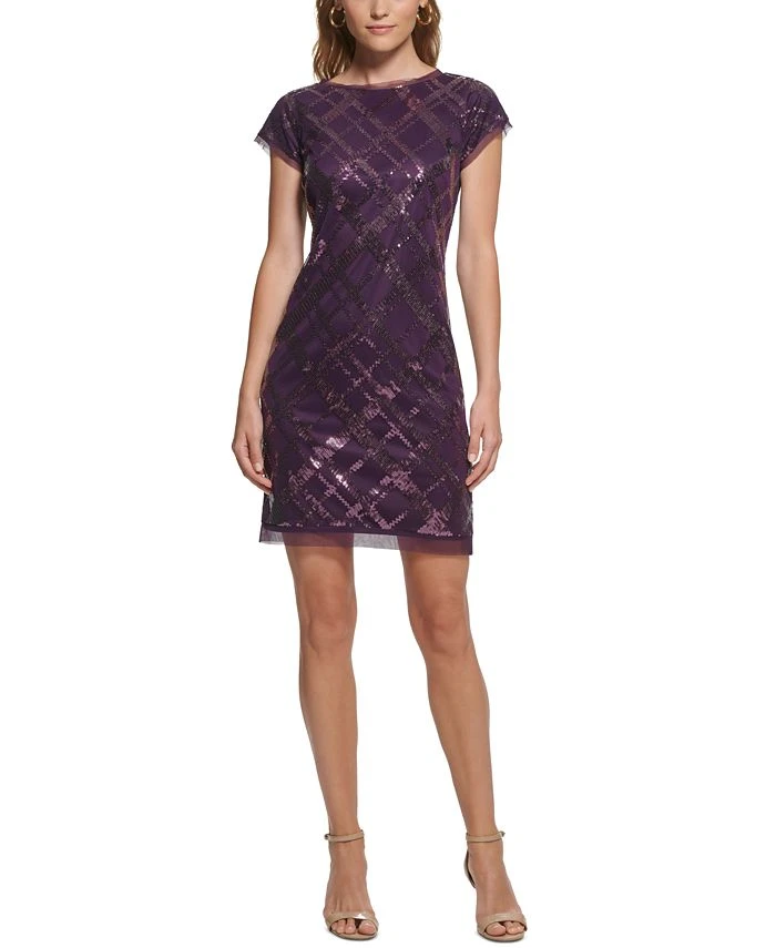 Vince Camuto Women's Sequin Cap-Sleeve Shift Dress 1 Vince Camuto Women's Sequin Cap-Sleeve Shift Dress