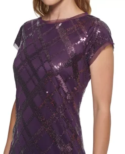 Vince Camuto Women's Sequin Cap-Sleeve Shift Dress 8 Vince Camuto Women's Sequin Cap-Sleeve Shift Dress -Anne Klein Sales Store 23546607 fpx