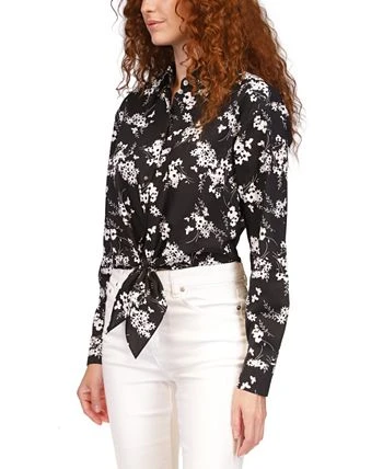 Michael Kors Women's Cotton Botanical Tie Shirt 3 Michael Kors Women's Cotton Botanical Tie Shirt - Image 3