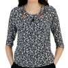 Kasper Women's Printed Twist-Neck 3/4-Sleeve Blouse