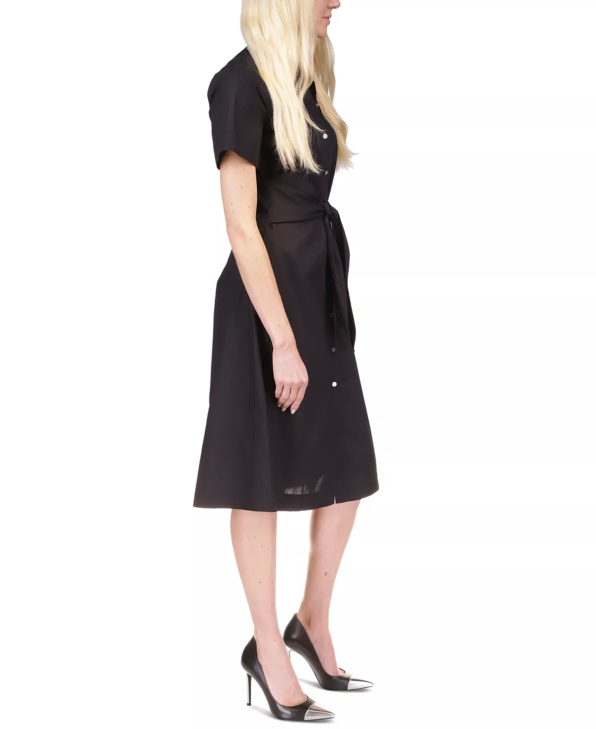 Michael Kors Women's Cotton Poplin Tie-Front Dress, Regular & Petite 4 Michael Kors Women's Cotton Poplin Tie-Front Dress, Regular & Petite - Image 4