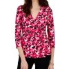 Kasper Printed 3/4-Sleeve Wrap Buckle Blouse