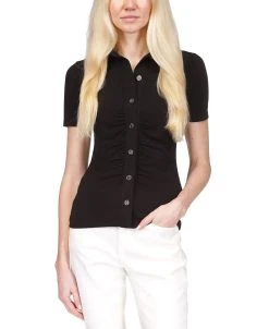 Michael Kors Women's Button Ruched-Front Top