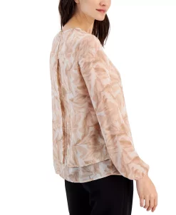 Anne Klein Women's Printed Double-Layer Blouse -Anne Klein Sales Store 23555598 fpx