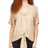 Michael Kors Women's Giraffe Grommet Tie Hem Top