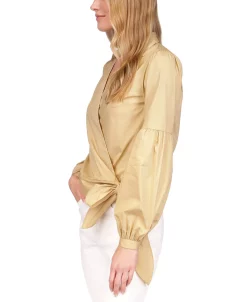 Michael Kors Women's Cotton Wrap Balloon-Sleeve Top -Anne Klein Sales Store 23556081 fpx