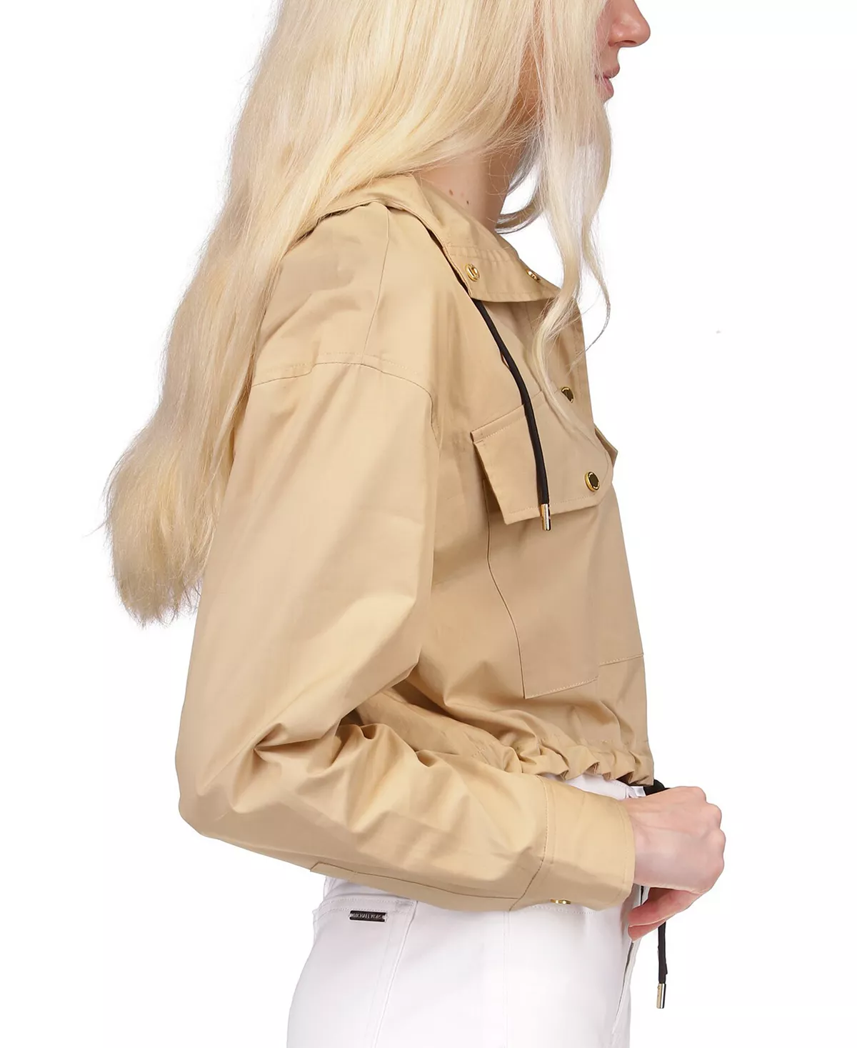 Michael Kors Women's Cotton Cropped Bomber Jacket 4 Michael Kors Women's Cotton Cropped Bomber Jacket - Image 4