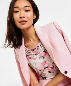 Kasper Women's Floral-Print Cap-Sleeve Cowlneck Top, Created For Macy's -Anne Klein Sales Store 23560288 fpx