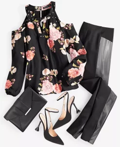 INC International Concepts Women's Mixed-Media High-Rise Pants, Created For Macy's -Anne Klein Sales Store 23560440 fpx