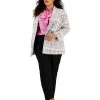 Bar III Plus Size Plaid Faux Double-Breasted Boyfriend Blazer, Long-Sleeve Bow Tie Blouse, & Pull-On Pants, Created For Macy's