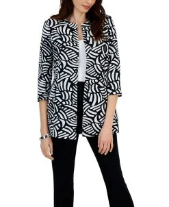 Kasper Jacquard Printed 3/4-Sleeve Topper Jacket