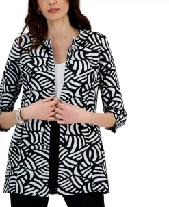 Kasper Jacquard Printed 3/4-Sleeve Topper Jacket -Anne Klein Sales Store 23560883 fpx