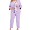 Kasper Plus Open-Front Jacket, Floral Print Cowl-Neck Top, & Mid-Rise Ankle Pants