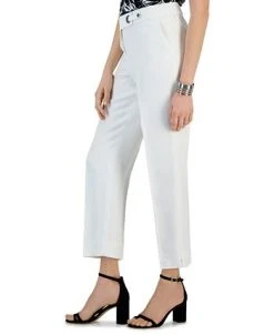 Kasper Linen Straight Leg Mid Rise Side Slit Pants -Anne Klein Sales Store 23561056 fpx