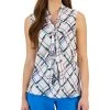 Kasper Women's Printed Tie-Neck Sleeveless Blouse